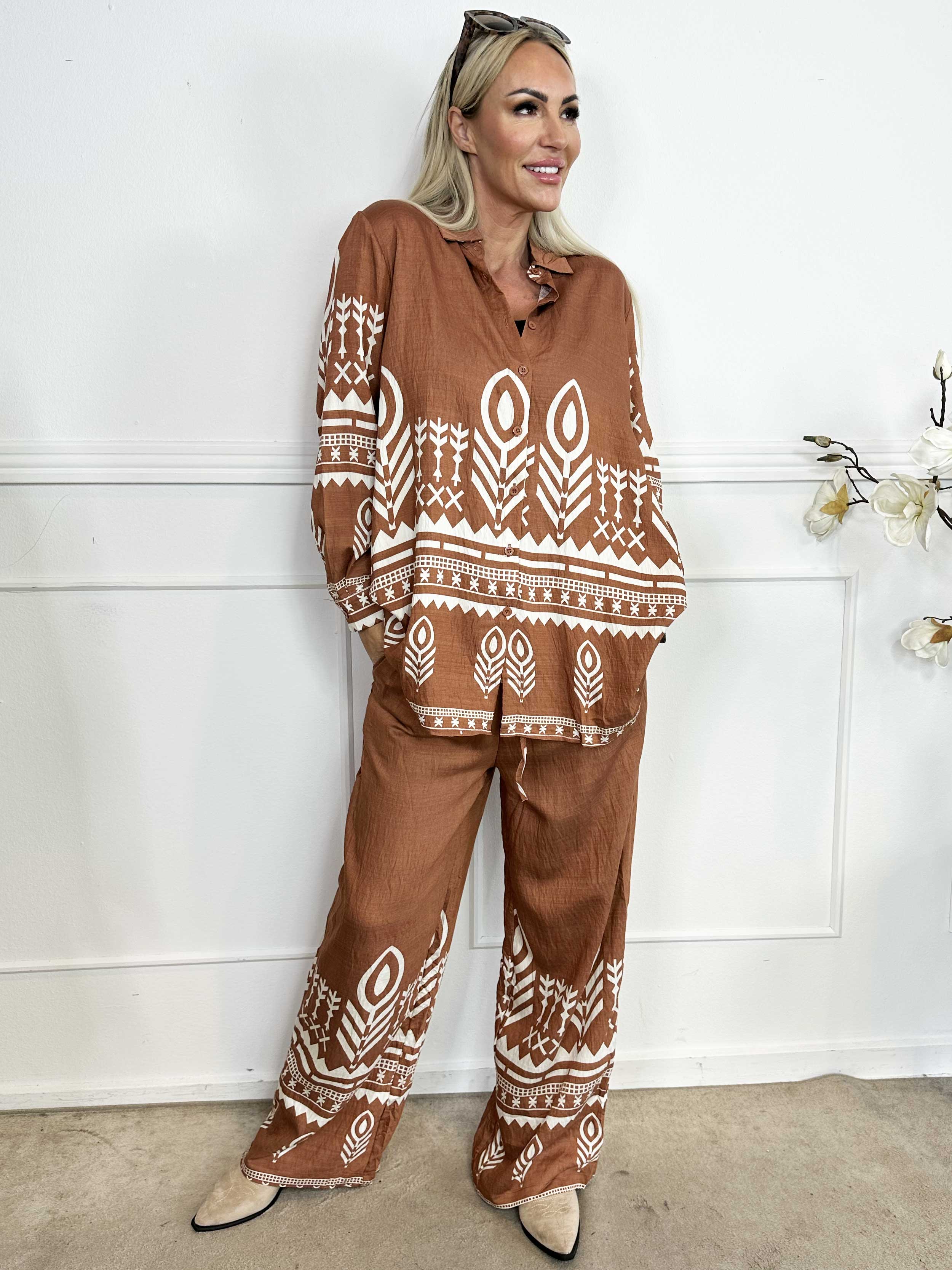 Diana - Mönstrat skjortset i viskos